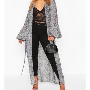 Snake Print Frill Sleeve Kimono